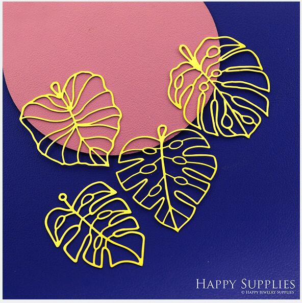 Stainless Steel Jewelry Charms, Monstera Leaf Stainless Steel Earring Charms, Stainless Steel Silver Jewelry Pendants, Stainless Steel Silver Jewelry Findings, Stainless Steel Pendants Jewelry Wholesale (D2714)