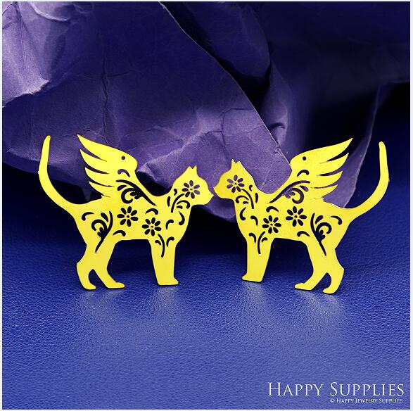 Stainless Steel Jewelry Charms, Brass Charms, Cat Charms, Earrings Findings, Stainless Steel Silver Jewelry Pendants, Brass Jewelry Findings, Stainless Steel Pendants Jewelry Wholesale (D2708)