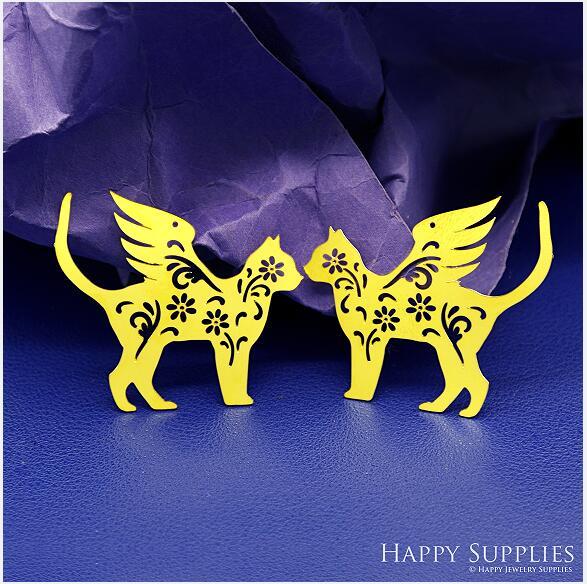 Stainless Steel Jewelry Charms, Brass Charms, Cat Charms, Earrings Findings, Stainless Steel Silver Jewelry Pendants, Brass Jewelry Findings, Stainless Steel Pendants Jewelry Wholesale (D2708)