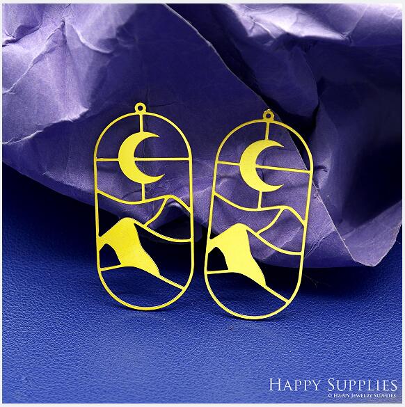 Stainless Steel Jewelry Charms, Brass Charms, Moon Mountain Charms, Earrings Findings, Stainless Steel Silver Jewelry Pendants, Brass Jewelry Findings, Stainless Steel Pendants Jewelry Wholesale (D2717)