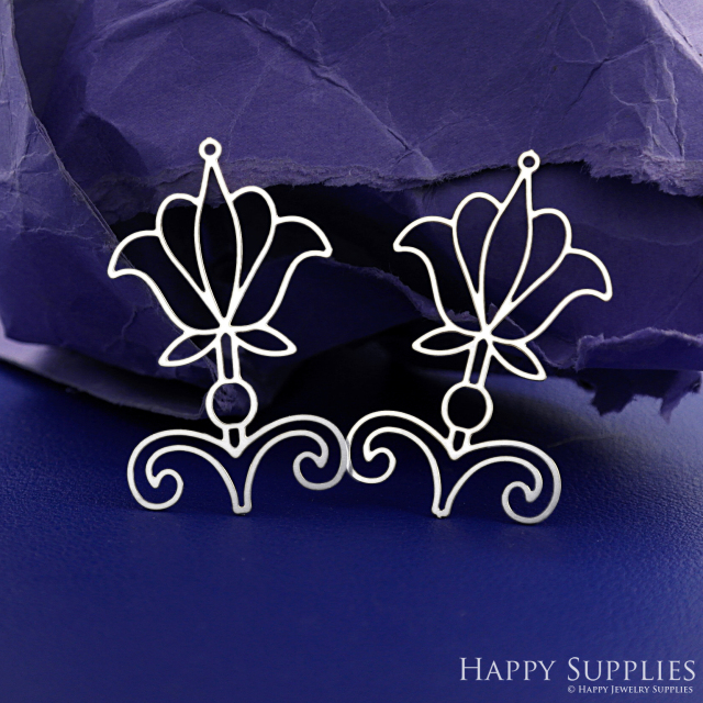Stainless Steel Jewelry Charms, Brass Charms, Lotus Charms, Earrings Findings, Stainless Steel Silver Jewelry Pendants, Brass Jewelry Findings, Stainless Steel Pendants Jewelry Wholesale (D2722)
