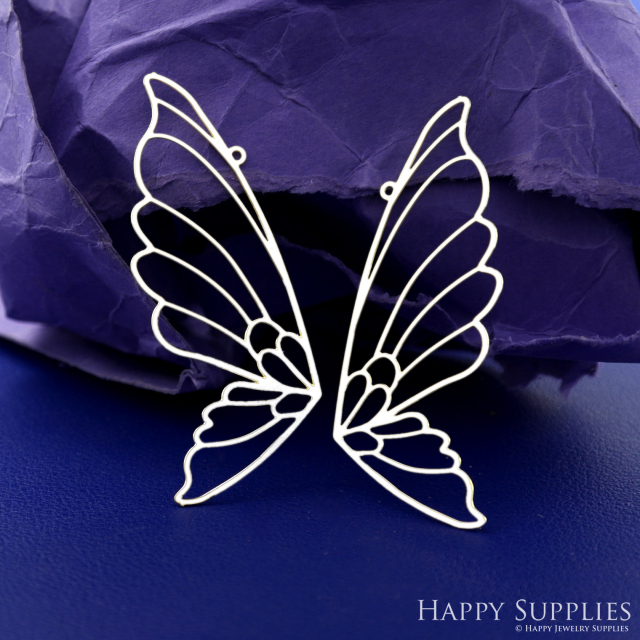 Stainless Steel Jewelry Charms, Brass Charms, Butterfly Wing Charms, Earrings Findings, Stainless Steel Silver Jewelry Pendants, Brass Jewelry Findings, Stainless Steel Pendants Jewelry Wholesale (D2729)