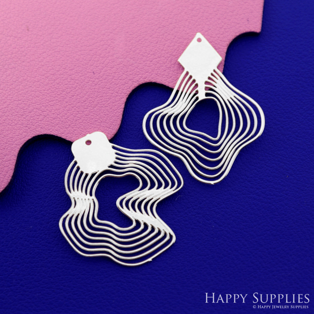Stainless Steel Jewelry Charms, Raw Brass Charms, Water Ripple Charms, Earrings Findings, Stainless Steel Silver Jewelry Pendants, Stainless Steel Silver Jewelry Findings, Brassl Pendants Jewelry Wholesale (D2683)
