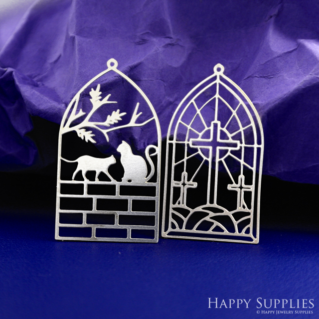 Stainless Steel Jewelry Charms, Raw Brass Charms, Window Charms, Earrings Findings, Stainless Steel Silver Jewelry Pendants, Stainless Steel Silver Jewelry Findings, Brassl Pendants Jewelry Wholesale (D2697)