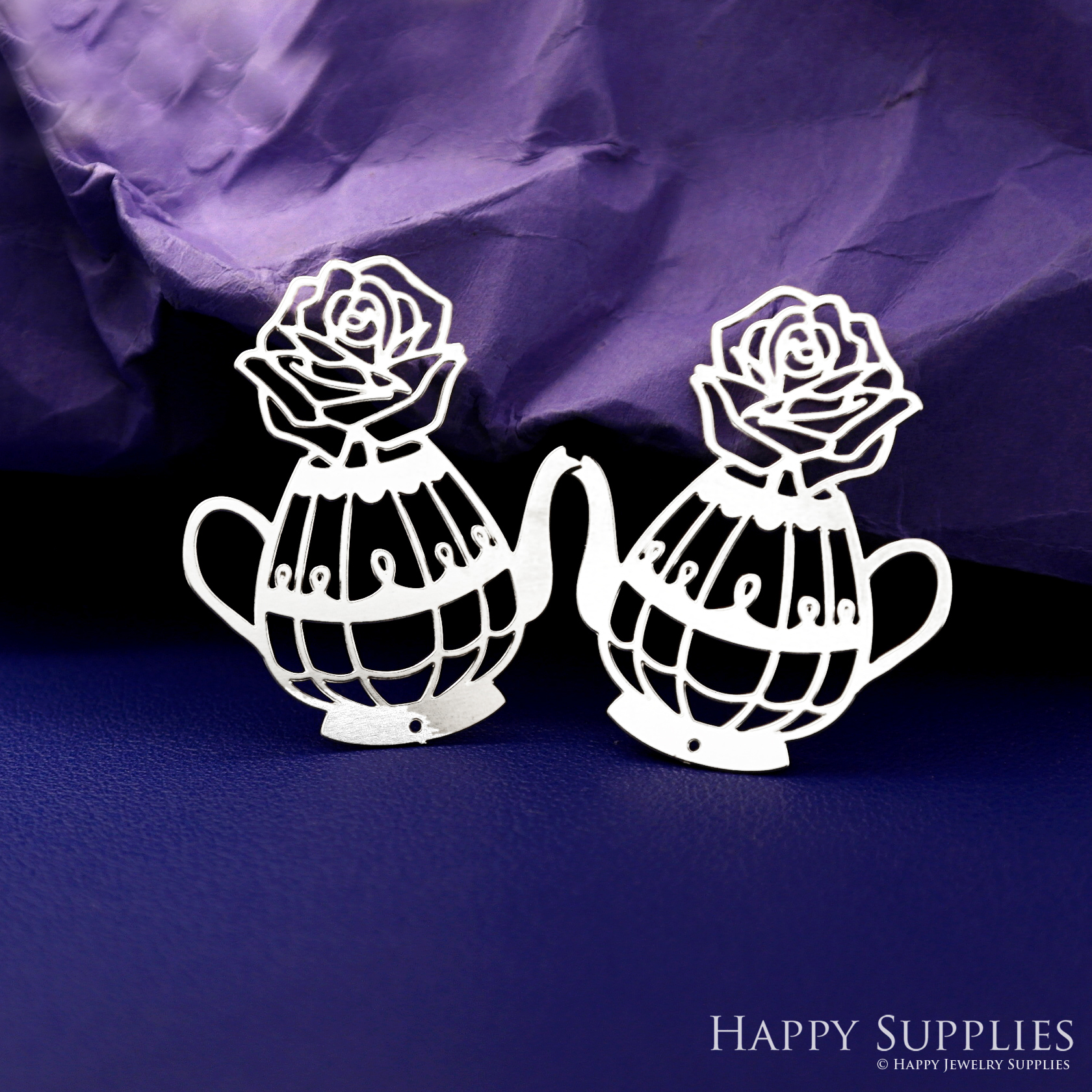 Stainless Steel Jewelry Charms, Brass Charms, Teapot Flower Charms, Earrings Findings, Stainless Steel Silver Jewelry Pendants, Brass Jewelry Findings, Stainless Steel Pendants Jewelry Wholesale (SSD2693)