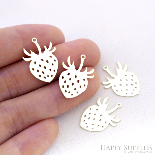 Stainless Steel Jewelry Charms, Brass Charms, Strawberries Charms, Earrings Findings, Stainless Steel Silver Jewelry Pendants, Brass Jewelry Findings, Stainless Steel Pendants Jewelry Wholesale (D2705)