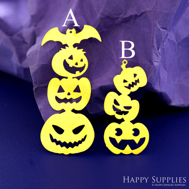 Stainless Steel Jewelry Charms, Raw Brass Charms, Pumpkin Charms, Earrings Findings, Stainless Steel Silver Jewelry Pendants, Stainless Steel Silver Jewelry Findings, Brassl Pendants Jewelry Wholesale (D2737)