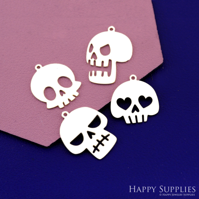 Stainless Steel Jewelry Charms, Raw Brass Charms, Skull Earring Charms, Stainless Steel Silver Jewelry Pendants, Stainless Steel Silver Jewelry Findings, Stainless Steel Pendants Jewelry Wholesale (SSD2714)