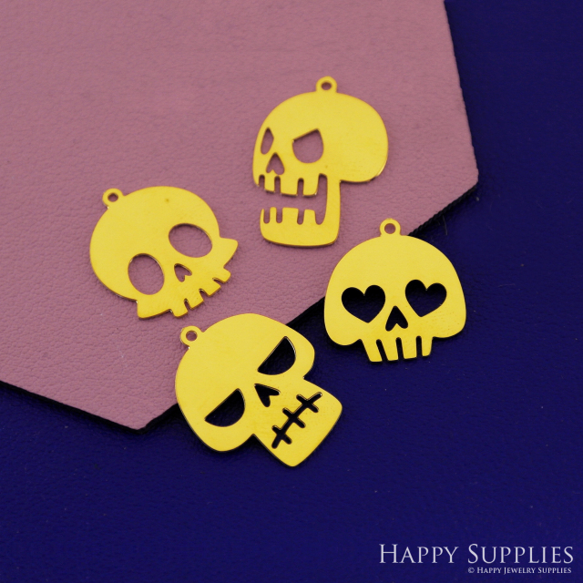 Stainless Steel Jewelry Charms, Raw Brass Charms, Skull Earring Charms, Stainless Steel Silver Jewelry Pendants, Stainless Steel Silver Jewelry Findings, Stainless Steel Pendants Jewelry Wholesale (SSD2714)