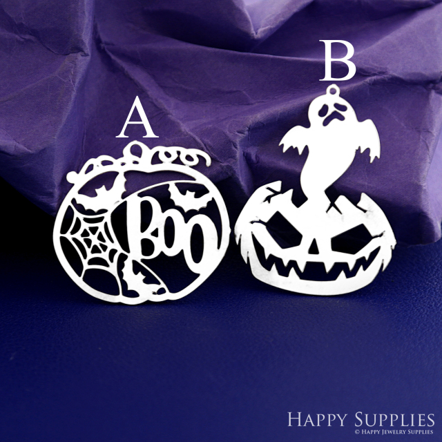 Stainless Steel Jewelry Charms, Raw Brass Charms, Pumpkin Bat Charms, Earrings Findings, Stainless Steel Silver Jewelry Pendants, Stainless Steel Silver Jewelry Findings, Brassl Pendants Jewelry Wholesale (D2784)