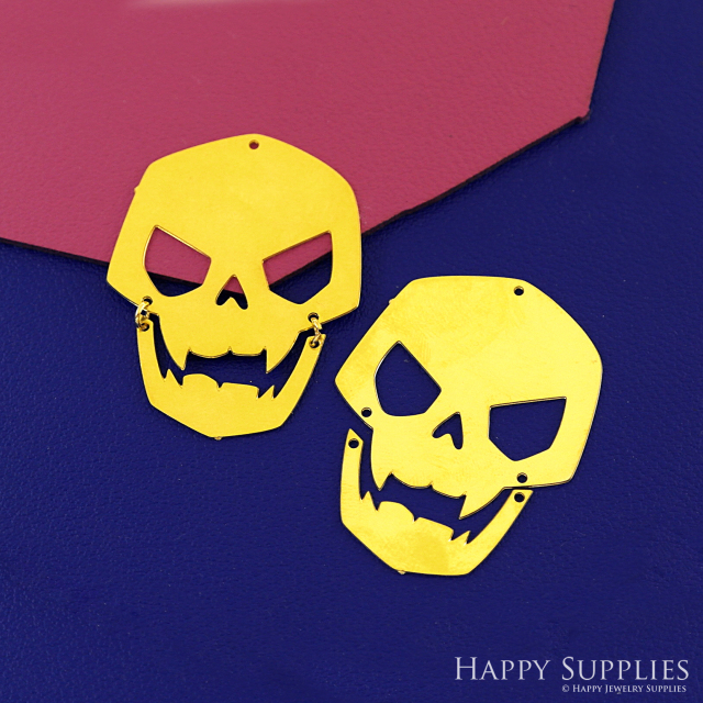 4pcs(1set) Stainless Steel Jewelry Charms, Raw Brass Charms, Skull charms, Geometric Stainless Steel Earring Charms, Brass Jewelry Pendants, Stainless Steel Silver Jewelry Findings, Brass Pendants Jewelry Wholesale (D2774)