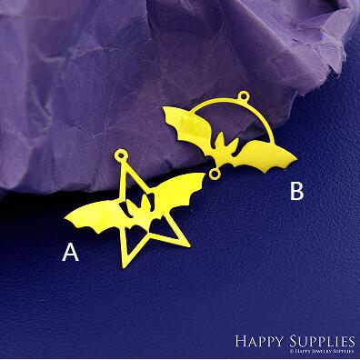 Stainless Steel Jewelry Charms, Raw Brass Charms, Bat Charms, Earrings Findings, Stainless Steel Silver Jewelry Pendants, Stainless Steel Silver Jewelry Findings, Brassl Pendants Jewelry Wholesale (D2768)