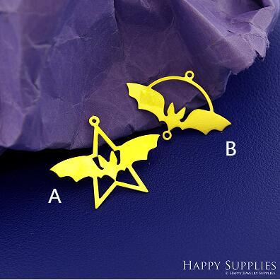 Stainless Steel Jewelry Charms, Raw Brass Charms, Bat Charms, Earrings Findings, Stainless Steel Silver Jewelry Pendants, Stainless Steel Silver Jewelry Findings, Brassl Pendants Jewelry Wholesale (D2768)