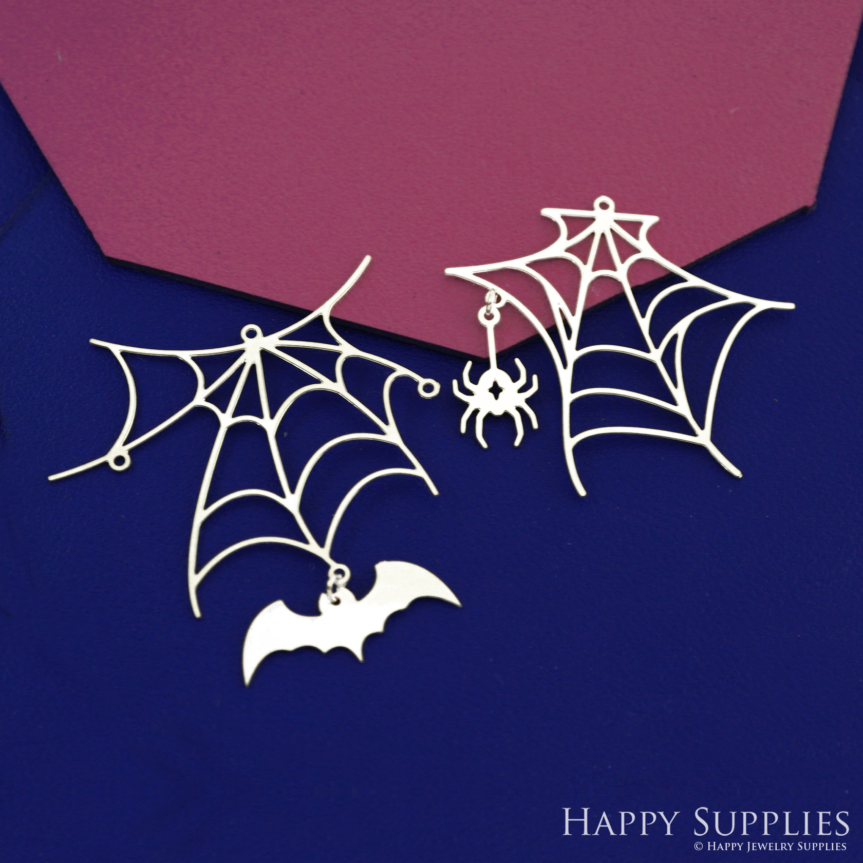 4pcs(1set) Stainless Steel Jewelry Charms, Raw Brass Charms, Spider Bat charms, Geometric Stainless Steel Earring Charms, Brass Jewelry Pendants, Stainless Steel Silver Jewelry Findings, Brass Pendants Jewelry Wholesale (D2776)