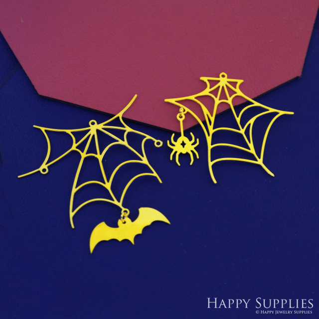 4pcs(1set) Stainless Steel Jewelry Charms, Raw Brass Charms, Spider Bat charms, Geometric Stainless Steel Earring Charms, Brass Jewelry Pendants, Stainless Steel Silver Jewelry Findings, Brass Pendants Jewelry Wholesale (D2776)