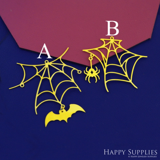4pcs(1set) Stainless Steel Jewelry Charms, Raw Brass Charms, Spider Bat charms, Geometric Stainless Steel Earring Charms, Brass Jewelry Pendants, Stainless Steel Silver Jewelry Findings, Brass Pendants Jewelry Wholesale (D2776)