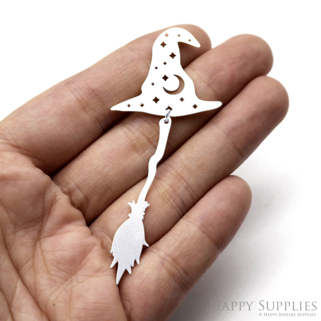 4pcs(1set) Stainless Steel Jewelry Charms, Raw Brass Charms, Witch Hat charms, Geometric Stainless Steel Earring Charms, Brass Jewelry Pendants, Stainless Steel Silver Jewelry Findings, Brass Pendants Jewelry Wholesale (D2771)