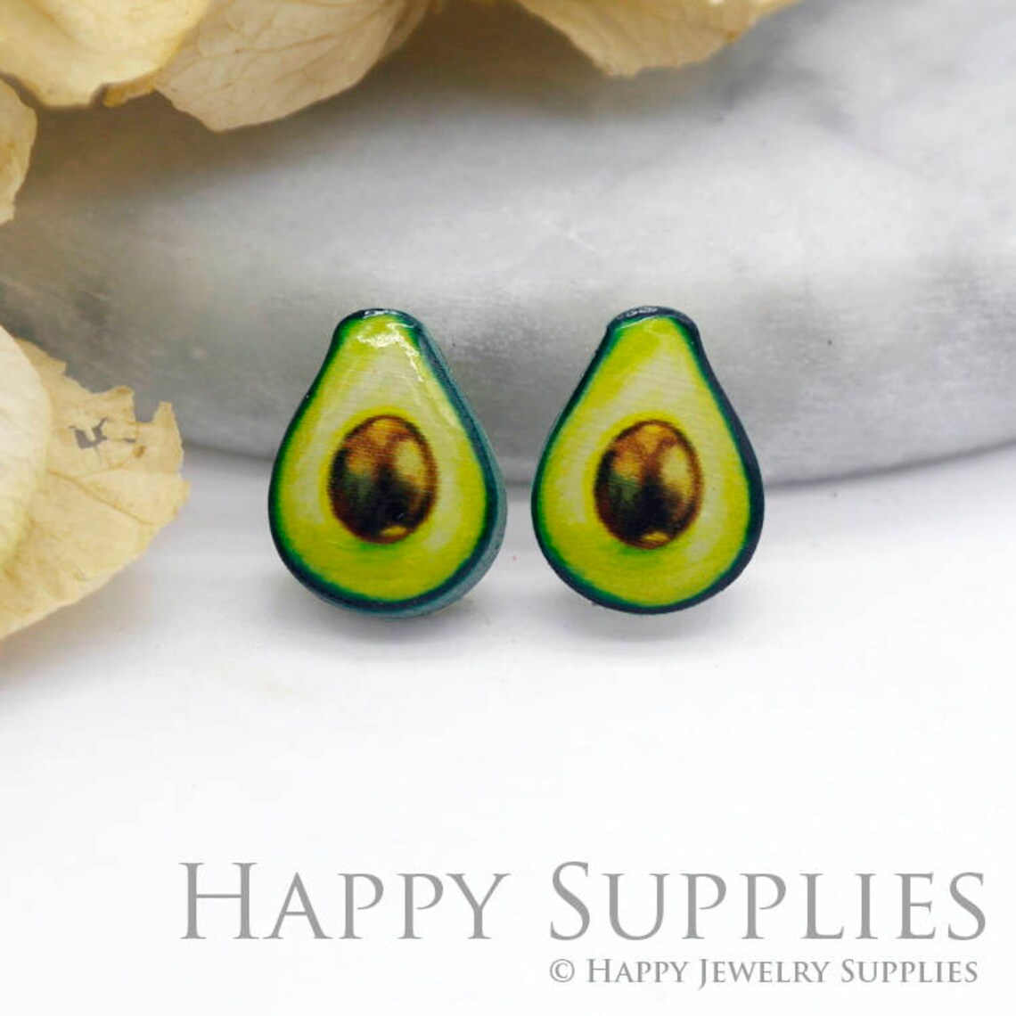 Acrylic Resin Charms , Avocado Acrylic Earrings Charms ,Resin Stud Earrings Charm ,Acrylic Jewelry Findings ,Resin Earrings Supply (AR095)