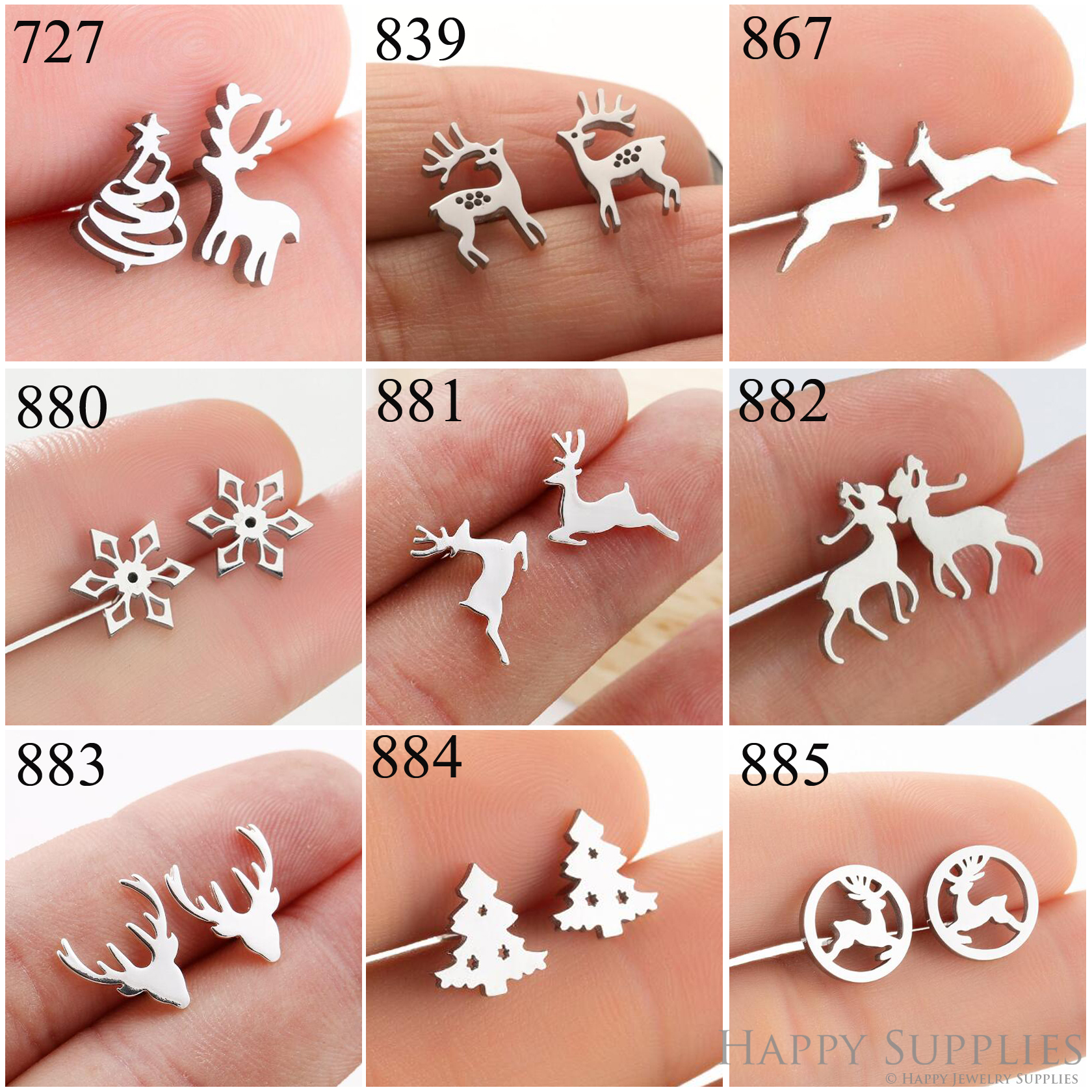 1 Pair Stainless Steel Earrings / Stud Earrings / Gold Earrings/ Black Earrings / earrings studs/ stud earrings for women (ZE880-ZE885)