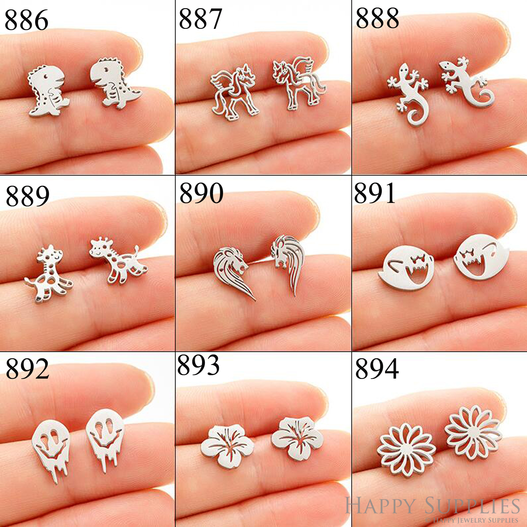 1 Pair Stainless Steel Earrings / Stud Earrings / Gold Earrings/ Black Earrings / earrings studs/ stud earrings for women (ZE886-ZE894)