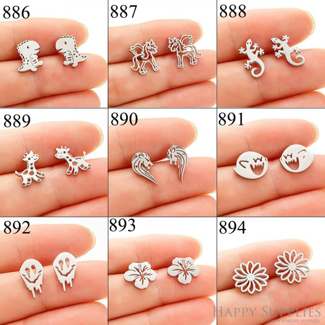 1 Pair Stainless Steel Earrings / Stud Earrings / Gold Earrings/ Black Earrings / earrings studs/ stud earrings for women (ZE886-ZE894)