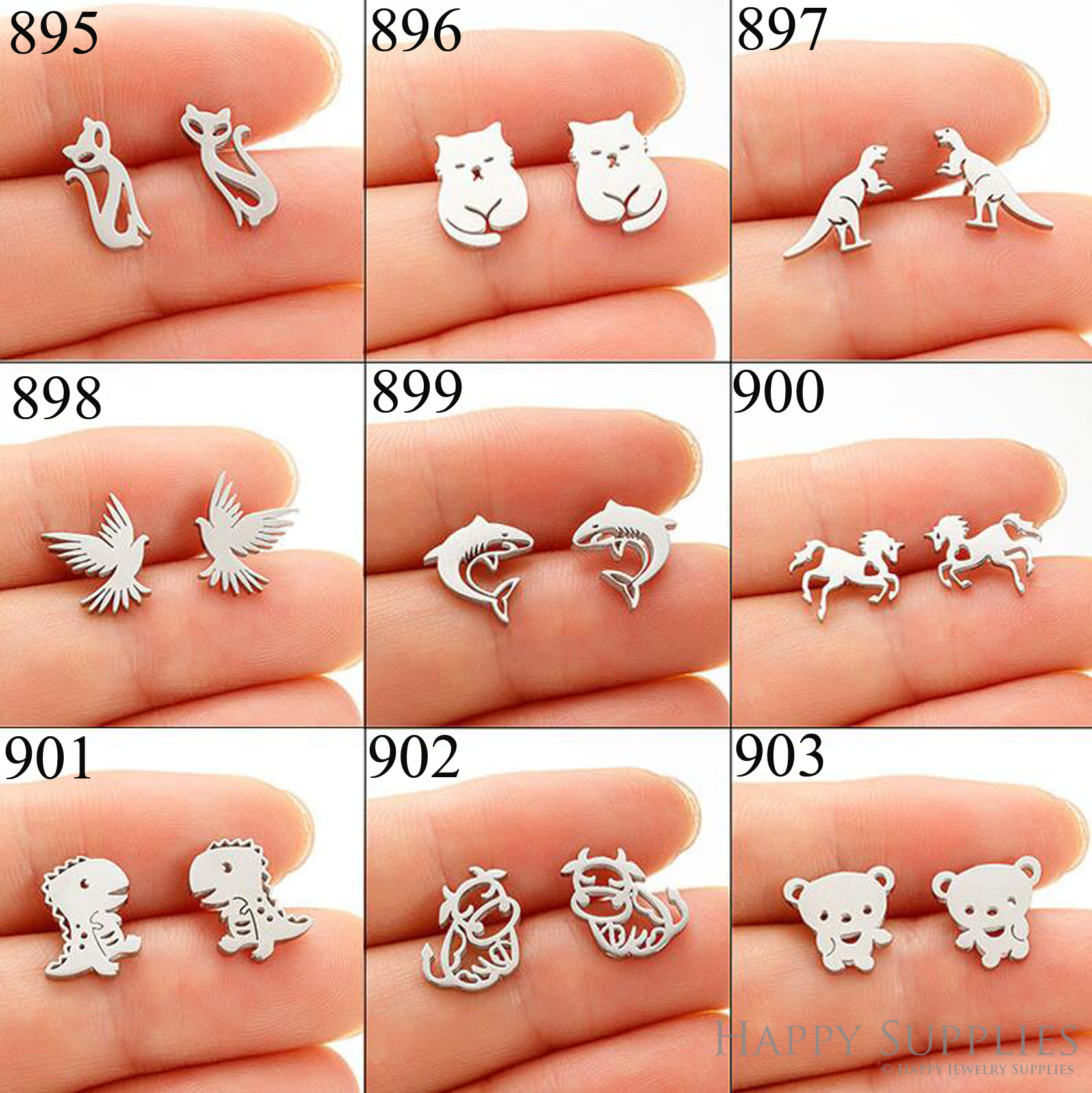 1 Pair Stainless Steel Earrings / Stud Earrings / Gold Earrings/ Black Earrings / earrings studs/ stud earrings for women (ZE895-ZE903)