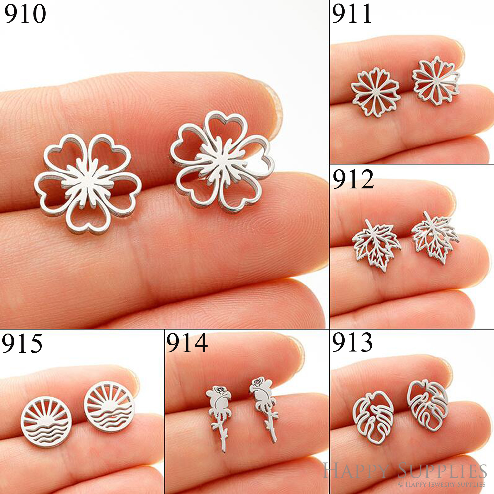 1 Pair Stainless Steel Earrings / Stud Earrings / Gold Earrings/ Black Earrings / earrings studs/ stud earrings for women (ZE910-ZE915)