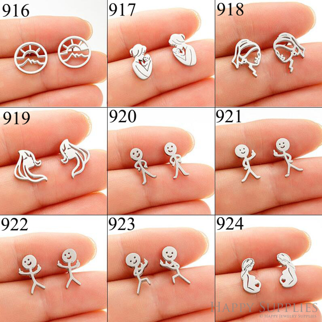 1 Pair Stainless Steel Earrings / Stud Earrings / Gold Earrings/ Black Earrings / earrings studs/ stud earrings for women (ZE916-ZE924)
