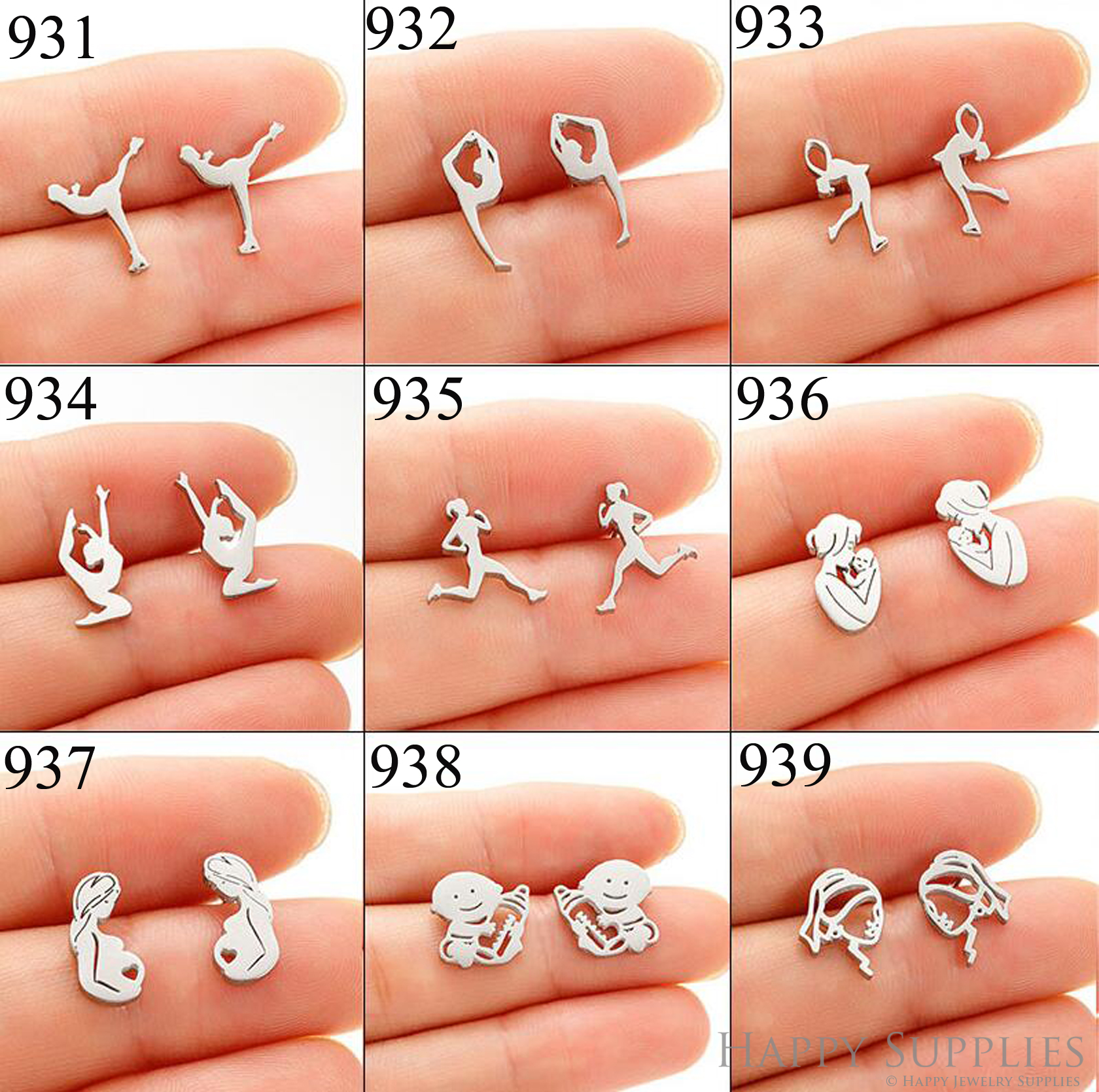 1 Pair Stainless Steel Earrings / Stud Earrings / Gold Earrings/ Black Earrings / earrings studs/ stud earrings for women (ZE931-ZE939)