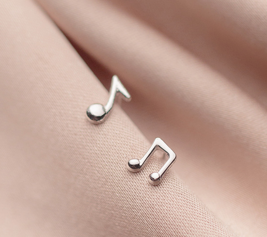 Stud Earrings,Sterling Silver Stud Earrings,Tiny Stud Earrings,Minimalist Earrings,Earrings Studs,Earring Findings, Musical Earrings(YER041)