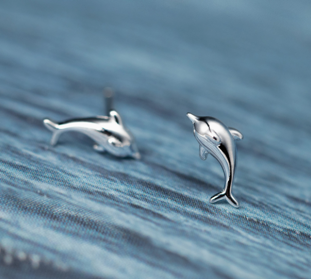 Stud Earrings,Sterling Silver Stud Earrings,Tiny Stud Earrings,Minimalist Earrings,Earrings Studs,Earring Findings, Dolphin Earrings(YER044)