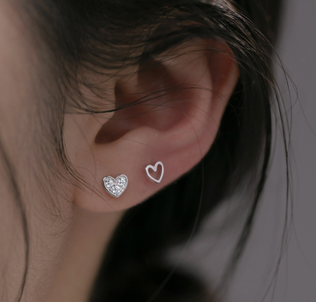 Stud Earrings,Sterling Silver Stud Earrings,Tiny Stud Earrings,Minimalist Earrings,Earrings Studs,Earring Findings, Heart Earrings(YER086)
