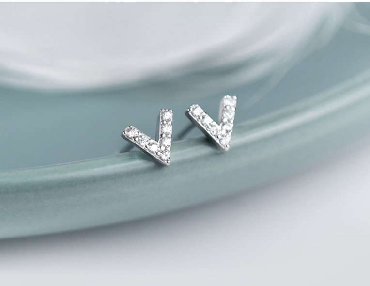 Stud Earrings,Sterling Silver Stud Earrings,Tiny Stud Earrings,Minimalist Earrings,Earrings Studs,Earring Findings, V Shape Earrings(YER088)