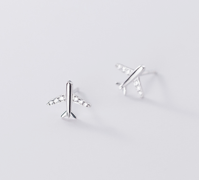 Stud Earrings,Sterling Silver Stud Earrings,Tiny Stud Earrings,Minimalist Earrings,Earrings Studs,Earring Findings, Aeroplane Earrings(YER105)