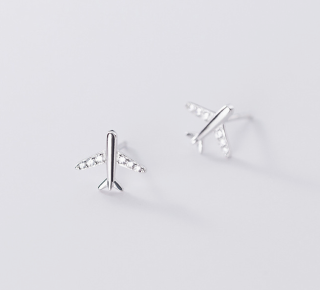 Stud Earrings,Sterling Silver Stud Earrings,Tiny Stud Earrings,Minimalist Earrings,Earrings Studs,Earring Findings, Aeroplane Earrings(YER105)
