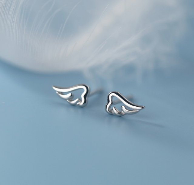 Stud Earrings,Sterling Silver Stud Earrings,Tiny Stud Earrings,Minimalist Earrings,Earrings Studs,Earring Findings, Wings Earrings(YER106)