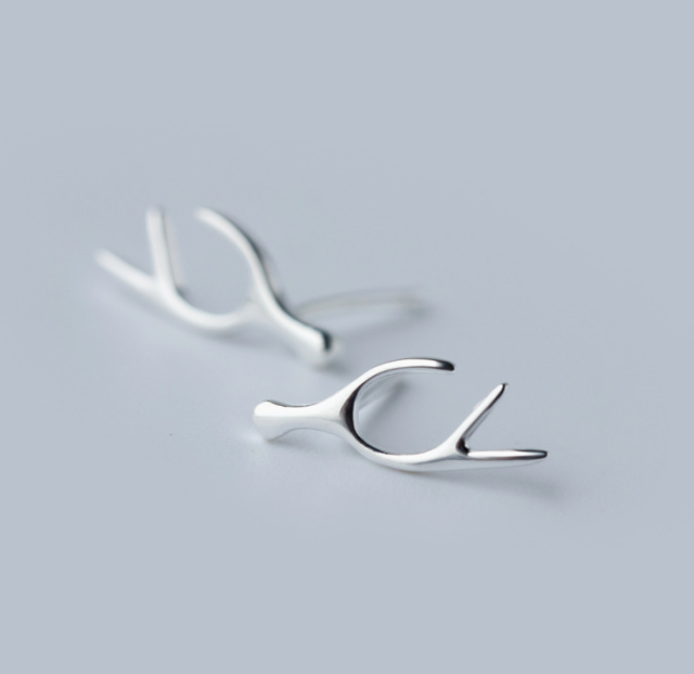 Stud Earrings,Sterling Silver Stud Earrings,Tiny Stud Earrings,Minimalist Earrings,Earrings Studs,Earring Findings, Antler Earrings(YER109)