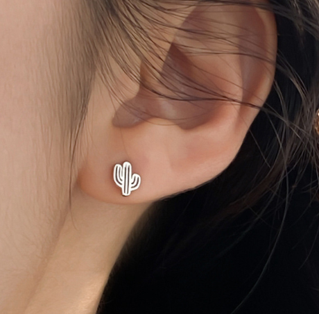 Stud Earrings,Sterling Silver Stud Earrings,Tiny Stud Earrings,Minimalist Earrings,Earrings Studs,Earring Findings, Cactus Earrings(YER121)