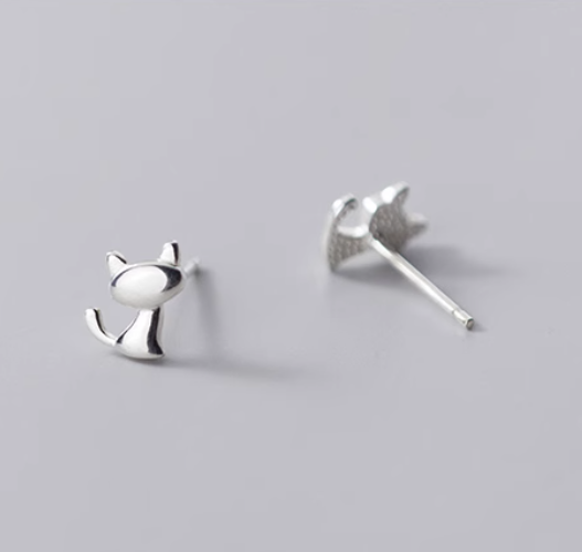 Stud Earrings,Sterling Silver Stud Earrings,Tiny Stud Earrings,Minimalist Earrings,Earrings Studs,Earring Findings, Cat Earrings(YER123)