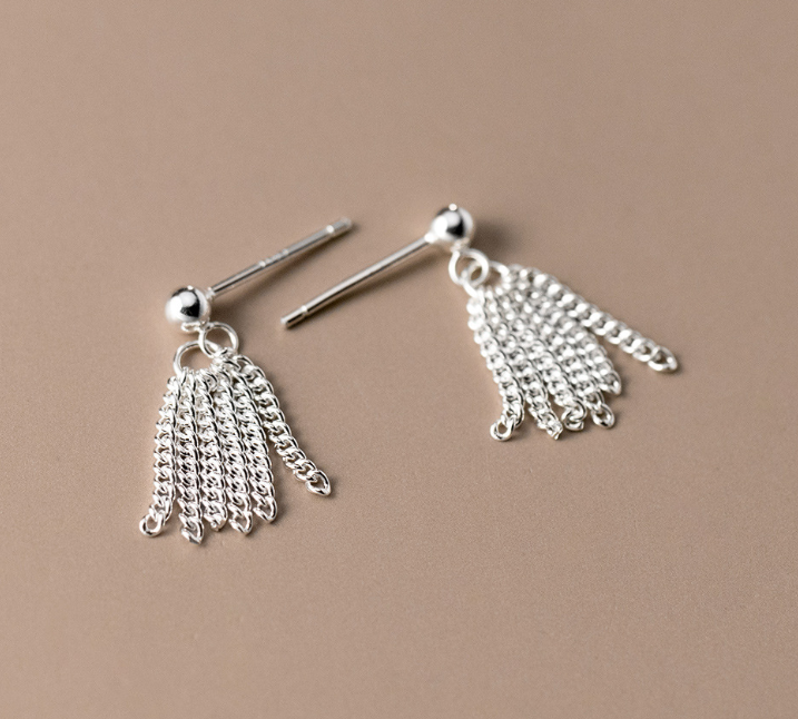 Stud Earrings,Sterling Silver Stud Earrings,Tiny Stud Earrings,Minimalist Earrings,Earrings Studs,Earring Findings, Tassel Earrings(YER126)