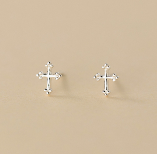 Stud Earrings,Sterling Silver Stud Earrings,Tiny Stud Earrings,Minimalist Earrings,Earrings Studs,Earring Findings, Cross Earrings(YER027)