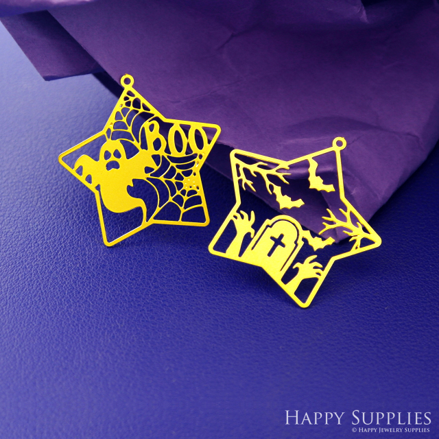 Stainless Steel Jewelry Charms, Raw Brass Charms, Star Hallowmas Charms, Earrings Findings, Stainless Steel Silver Jewelry Pendants, Brass Jewelry Findings, Stainless Steel Pendants Jewelry Wholesale (D2796)