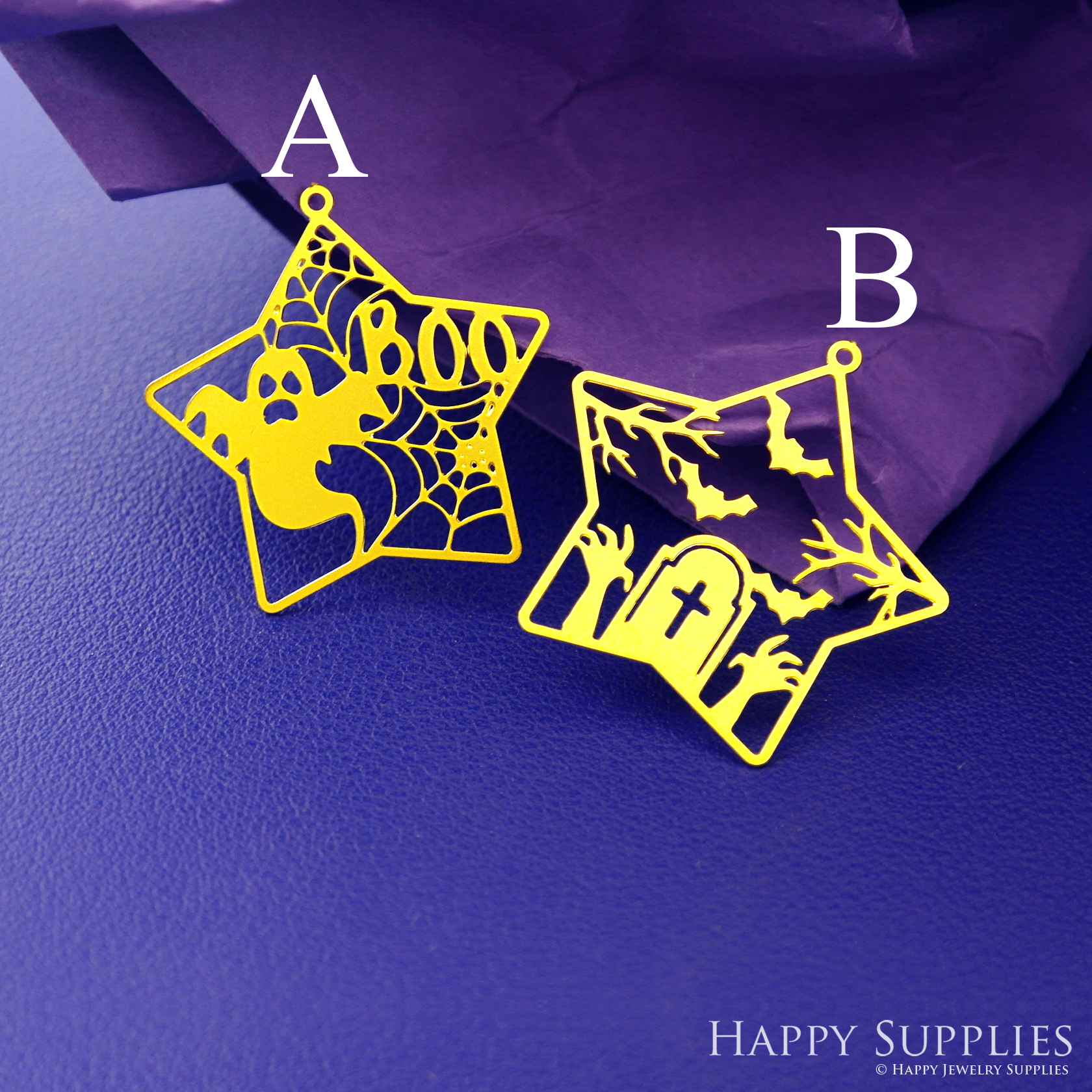 Stainless Steel Jewelry Charms, Raw Brass Charms, Star Hallowmas Charms, Earrings Findings, Stainless Steel Silver Jewelry Pendants, Brass Jewelry Findings, Stainless Steel Pendants Jewelry Wholesale (D2796)