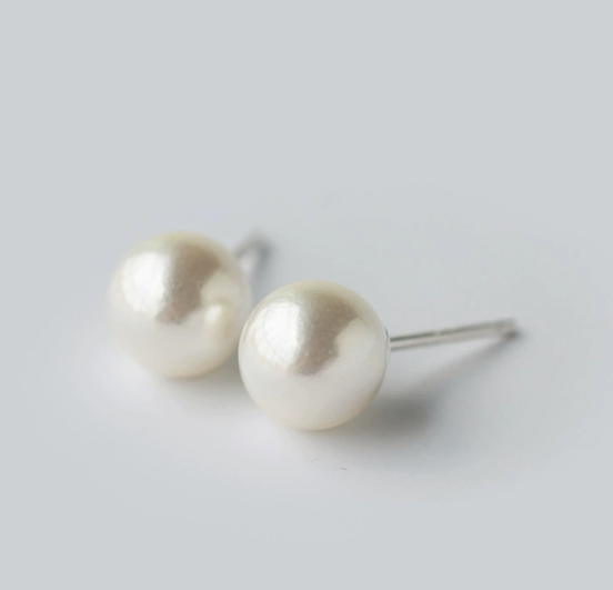 Stud Earrings,Sterling Silver Stud Earrings,Tiny Stud Earrings,Minimalist Earrings,Earrings Studs,Earring Findings, Geometric pearl Earrings (YER141)