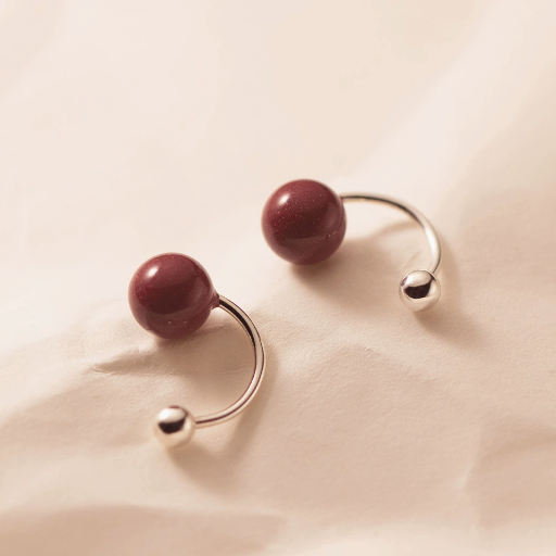 Stud Earrings,Sterling Silver Stud Earrings,Tiny Stud Earrings,Minimalist Earrings,Earrings Studs,Earring Findings, Geometric Vermilion Earrings (YER143)