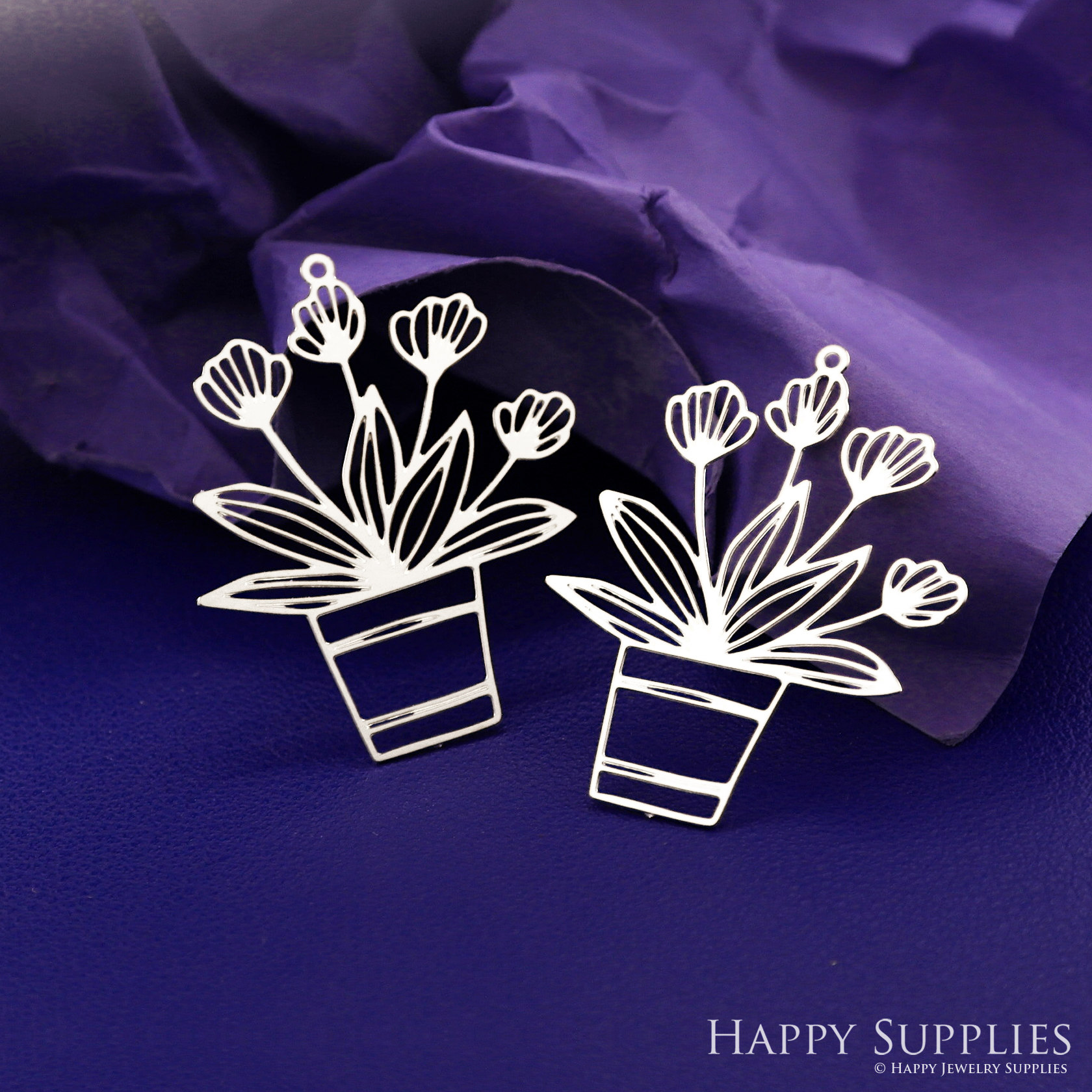 Stainless Steel Jewelry Charms, Raw Brass Charms, Potted Charms, Earrings Findings, Stainless Steel Silver Jewelry Pendants, Brass Jewelry Findings, Stainless Steel Pendants Jewelry Wholesale (D2810)