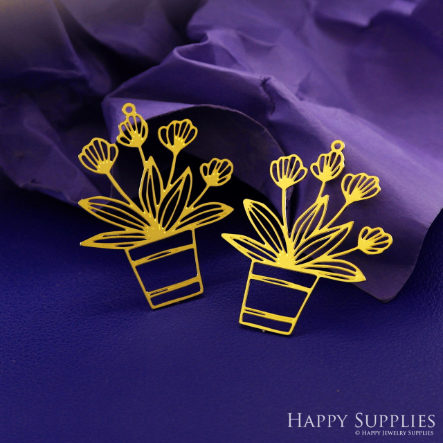 Stainless Steel Jewelry Charms, Raw Brass Charms, Potted Charms, Earrings Findings, Stainless Steel Silver Jewelry Pendants, Brass Jewelry Findings, Stainless Steel Pendants Jewelry Wholesale (D2810)