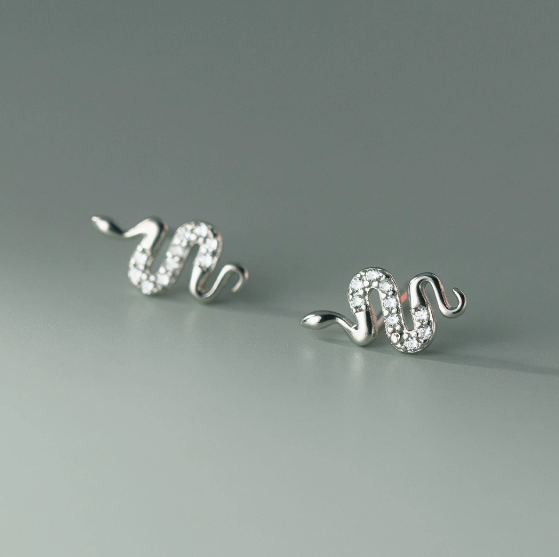 Stud Earrings,Sterling Silver Stud Earrings,Tiny Stud Earrings,Minimalist Earrings,Earrings Studs,Earring Findings, Geometric snake Earrings (YER150)
