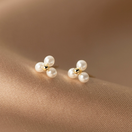 Stud Earrings,Sterling Silver Stud Earrings,Tiny Stud Earrings,Minimalist Earrings,Earrings Studs,Earring Findings, Geometric Pearl Earrings (YER154)