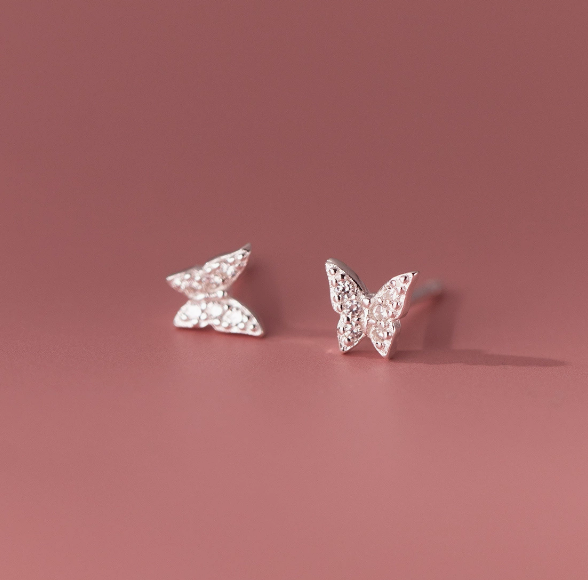 Stud Earrings,Sterling Silver Stud Earrings,Tiny Stud Earrings,Minimalist Earrings,Earrings Studs,Earring Findings, Geometric Butterfly Earrings (YER160)